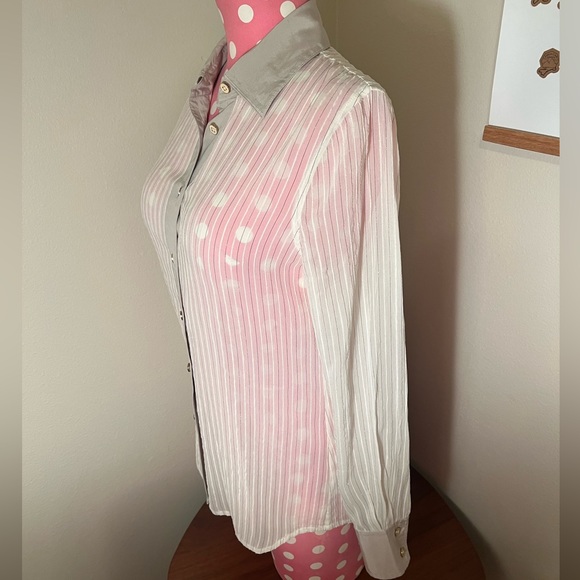 Tory Burch Misty Silk Blouse Ivory Combo Size 0 XS - Picture 11 of 15